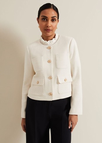 Phase Eight Petite Ripley Boucle Jackets White USA | 2164583-FE